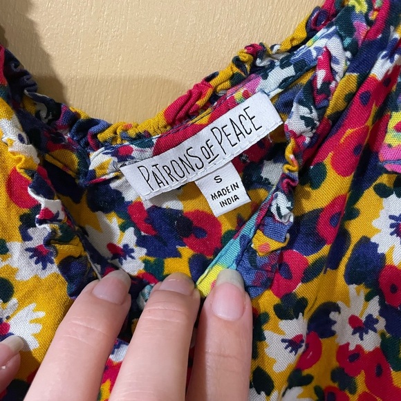 Patrons of Peace Yellow Floral Tunic Top - Picture 2 of 8